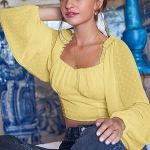 Sunflower yellow long sleeved cropped blouse